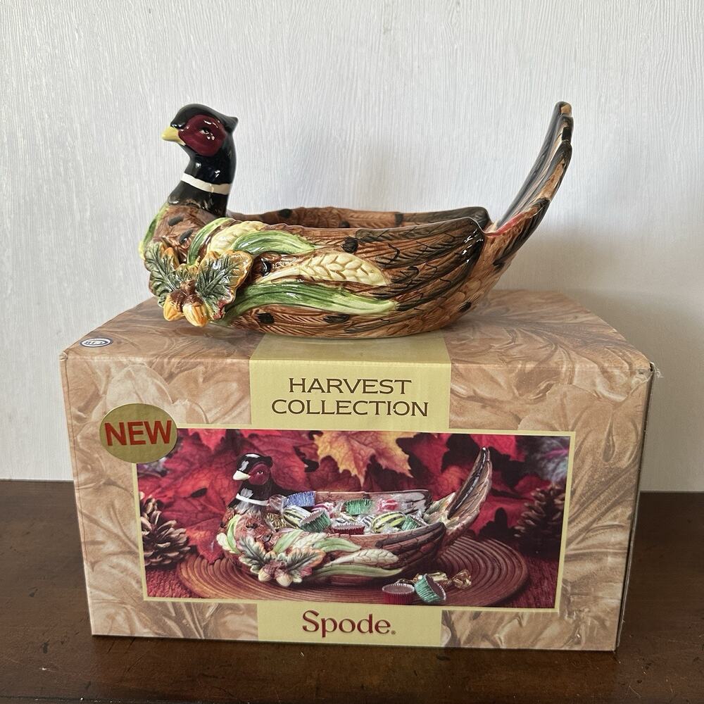 Spode Harvest Collection Pheasant Candy Dish 2011 Original Box Figural NOS